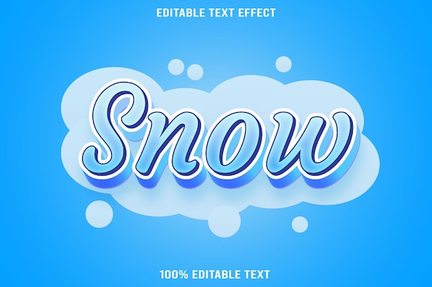 snow editable text effect 3d emboss cartoon style