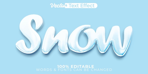 snow vector text effect editable alphabet winter cold ice