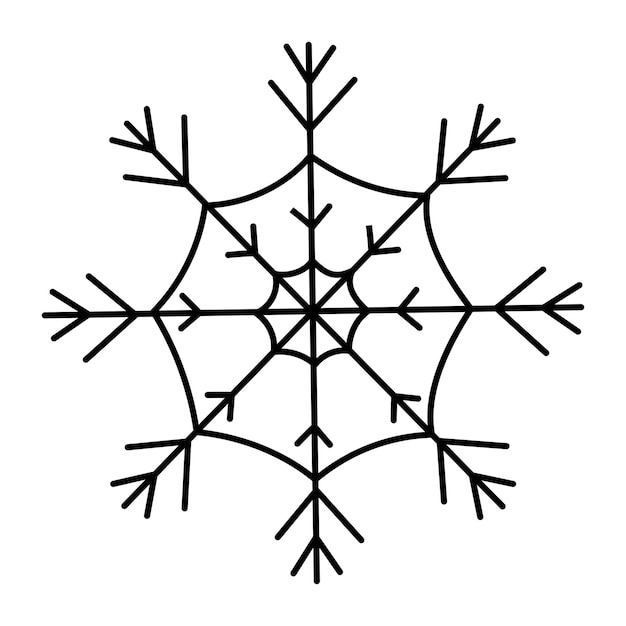 snowflake christmas winter cold pattern doodle line icon element vector illustration