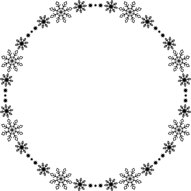 Snowflake circle frame winter snowflake round border