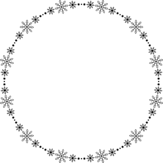 Snowflake circle frame winter snowflake round border