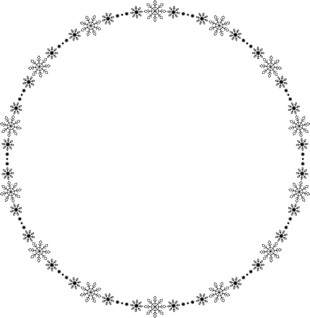 Snowflake circle frame winter snowflake round border
