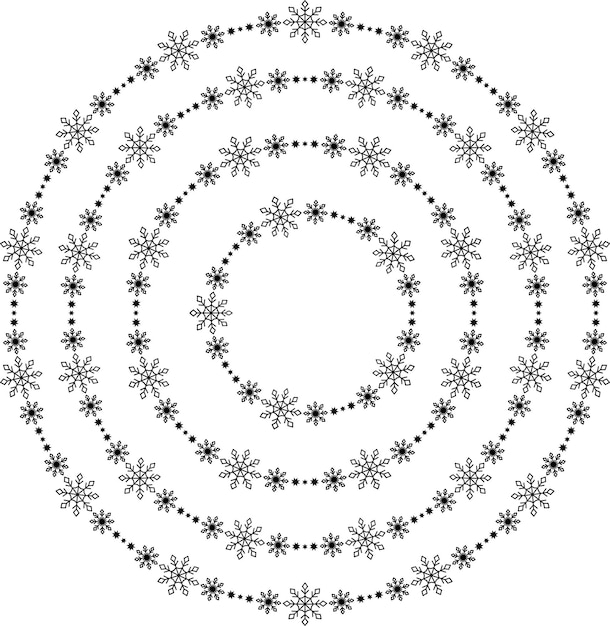 Snowflake circle frames set winter snowflake round border collection