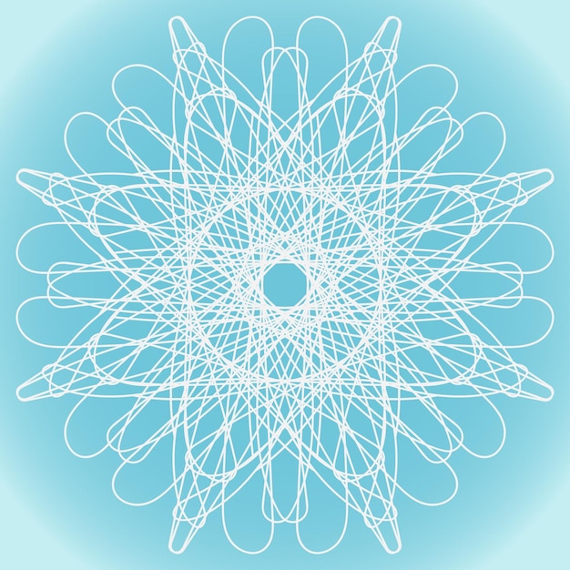 Snowflake of ornate shape and structure on a blue background