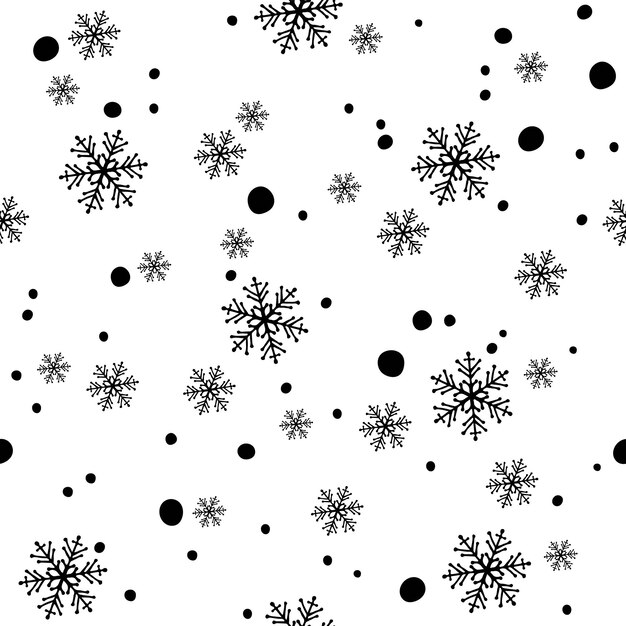 Snowflakes seamless pattern Hand drawn Vector winter symbol Christmas and New Year