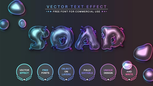 Soap bubble edit text effect editable font style