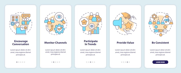 Social engagement best practices onboarding mobile app screen