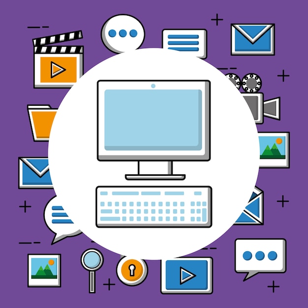 social media computer gadget digital virtual icons