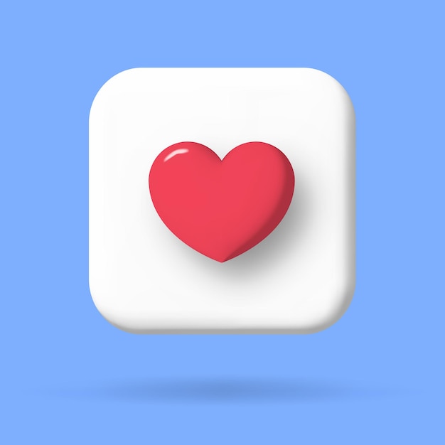 Social media like 3d vector cartoon illustration speech bubble with heart