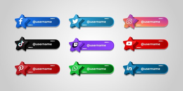 Social media username buttons template