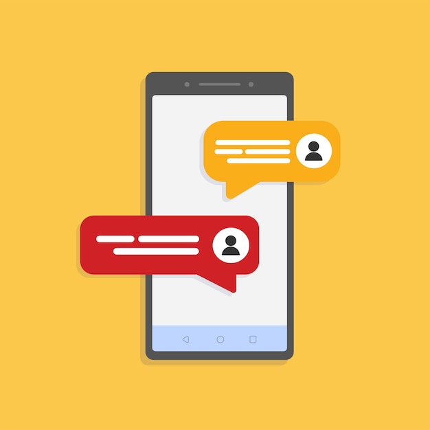 Social network chat on the smartphone. Stock HD vector.