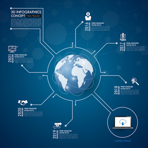 Social network infographics with icons set. illustration.