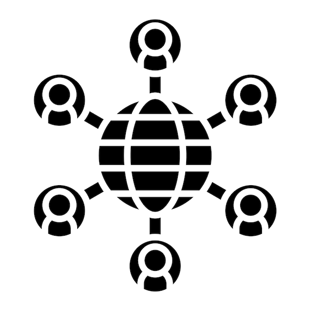 Social Networks Glyph Solid Black Illustration