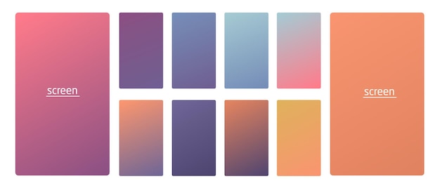 Soft pastel gradient smooth and vibrant color background set for devices pc and modern