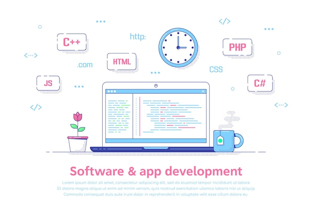 software and application development concept illustration