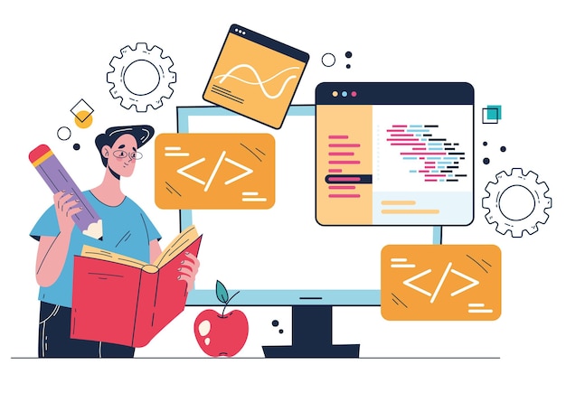 Software code program business developer code web site teamwork abstract programming concept