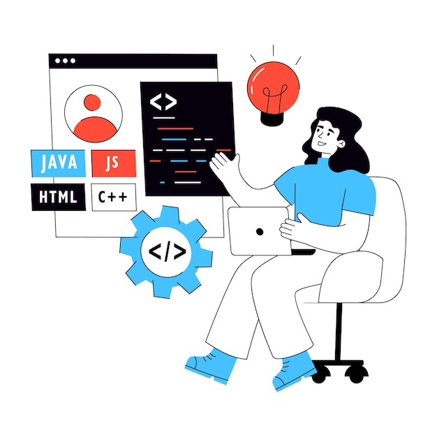 Software Developer Coding and Innovating with Multiple Languages