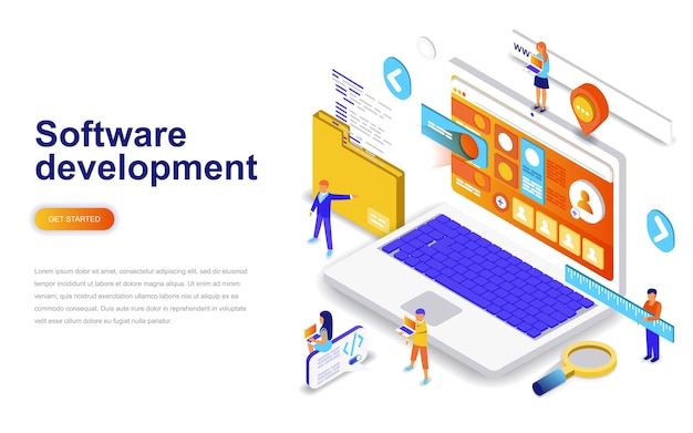 software development modern flat design isometric concept.