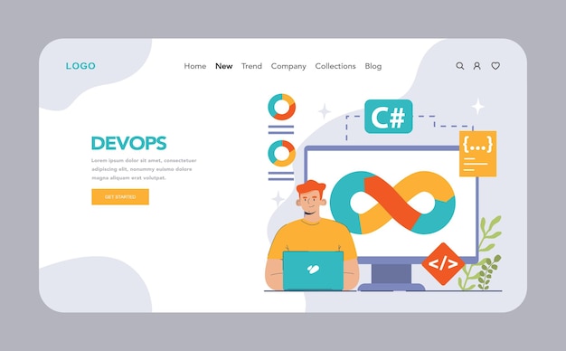 Software development web banner or landing page coding backend and frontend engineering or