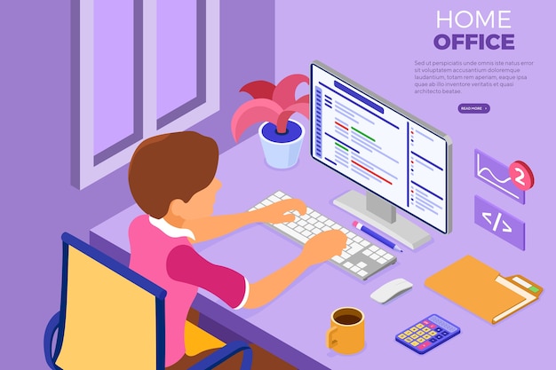 software engineer developing programs in home office