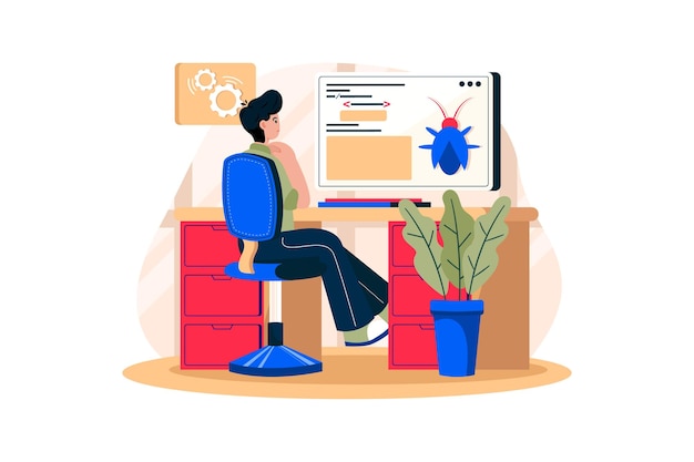 software testing illustration concept on white background