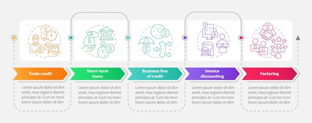 Sources of short term financing rectangle infographic template