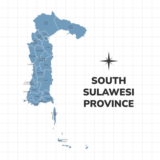South Sulawesi Province map illustration Map of province in Indonesia