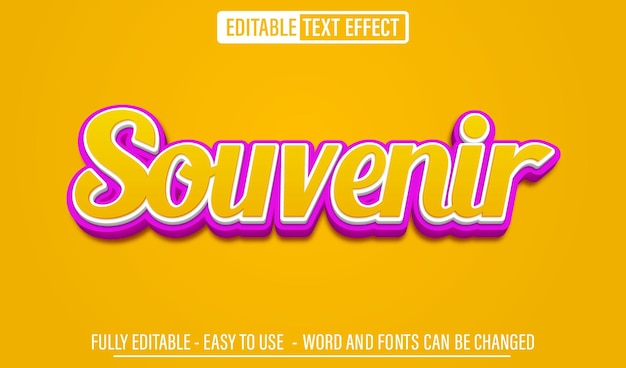 Souvenir 3d editabe text effect