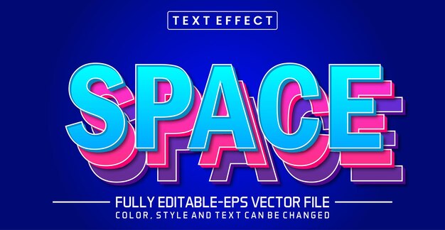 Space 3d text editable style effect