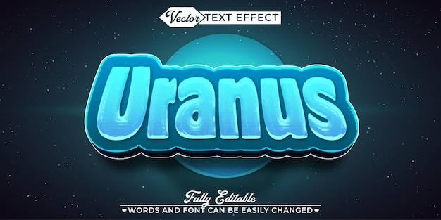 Space Planet Uranus Vector Editable Text Effect Template