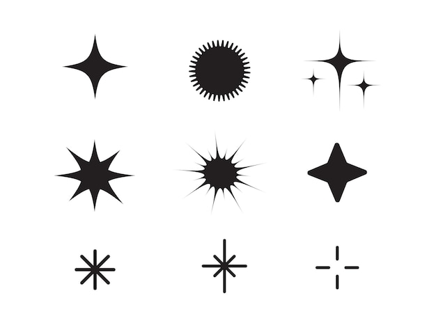 Sparkles Stars on white background Twinkling stars Stars light effect Vector illustration