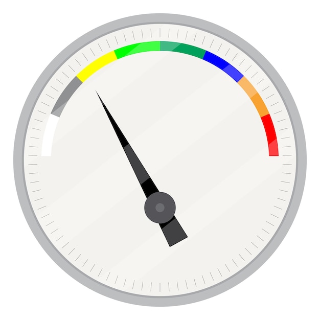 Spectrum indicator device Index and pointer arrow indicator measure control technology measurement spectrum and power panel device Vector flat design illustration