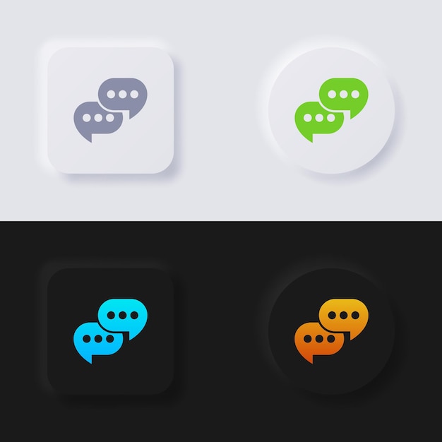 Speech bubble icon set Multicolor neumorphism button soft UI Design for Web design Application UI and more Button Vector