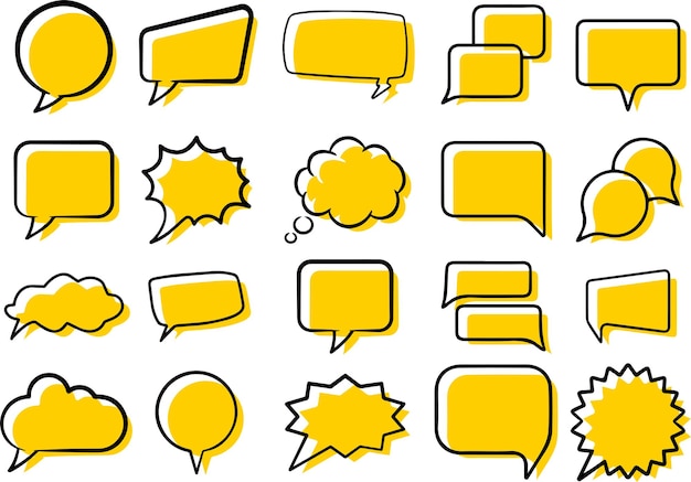 Speech bubbles vector set blank white bubble comic speech sticker for chat flat design
