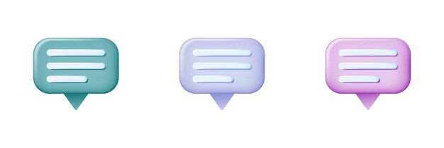 speech, communication, dialogue, bubbles - realistic icon set. 3d vector illustration.