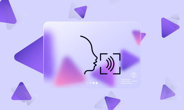 Speech recognition line icon Voice intercom sound verification identification authentication Biometry concept Glassmorphism style Vector line icon for Business and Advertising