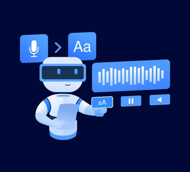 speech recognition vector illustration artificial intelligence language processing by robot