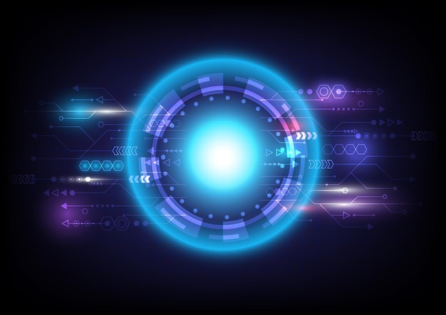 Speed arrows Futuristic SciFi glowing HUD circle and sphere Light effect Abstract hitech background Headup display interface Virtual reality technology innovation screen Digital business