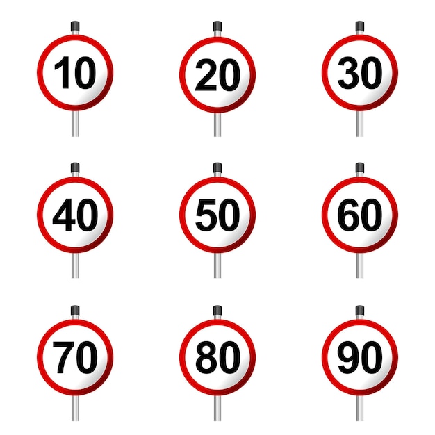 speed limit sign on white background