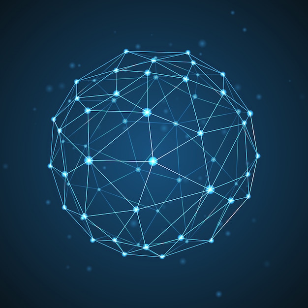 sphere with connection lines and dots. 3d geometric  background for business or science presentation.