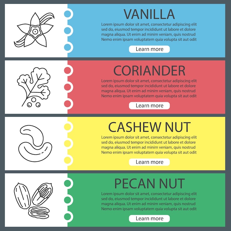 Vector spices web banner templates set