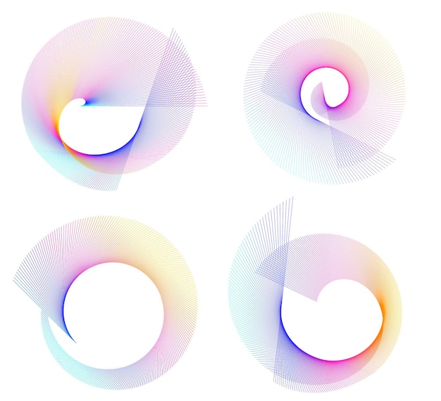 Spiral rainbow design element on white background of twist lines02
