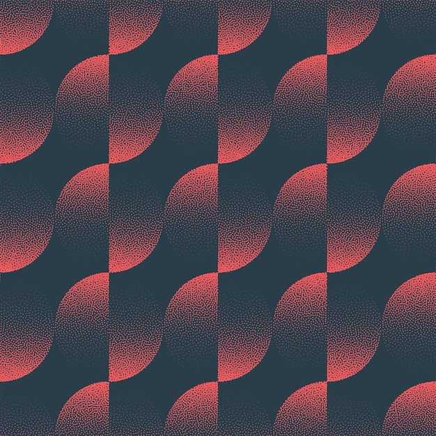 Split Circles Modern Seamless Pattern Trend Vector Red Black Abstract Background