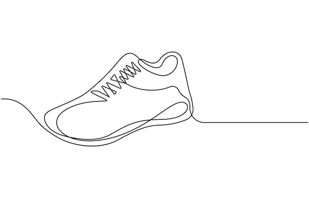 Sport Sneaker shoes in continuous line art drawing style sneakers are drawn with one line