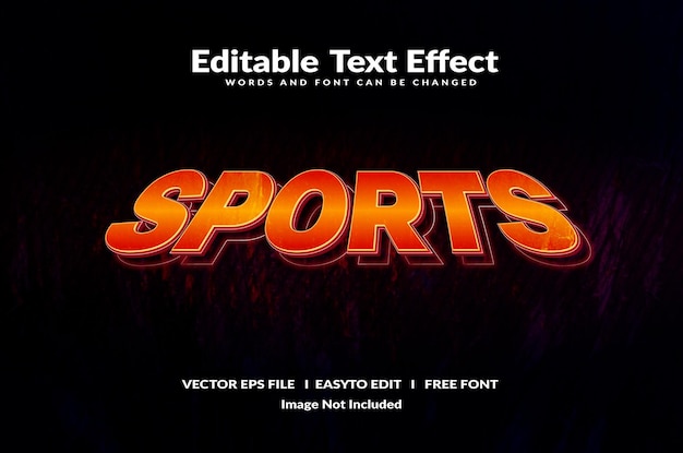 Sports 3d text effect. Fully editable text effect vector