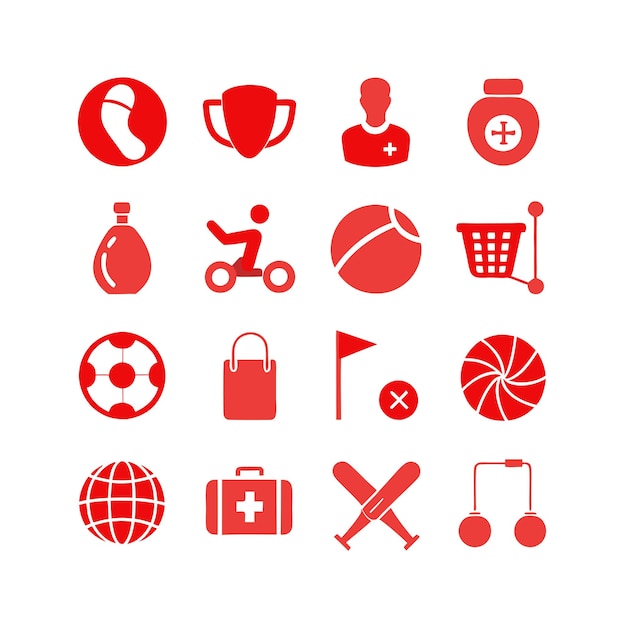 Sports and Fitness Icon Set Collection Vector for UI Documents Websites and Mobile Applications