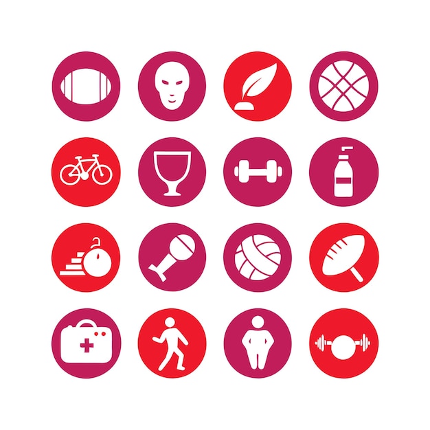 Sports and Fitness Icon Set Collection Vector for UI Documents Websites and Mobile Applications