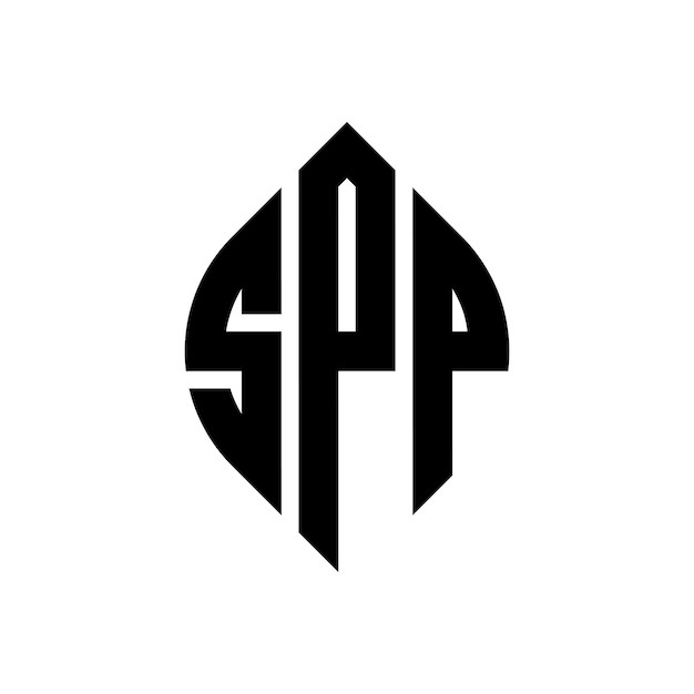 SPP circle letter logo design with circle and ellipse shape SPP ellipse letters with typographic style The three initials form a circle logo SPP Circle Emblem Abstract Monogram Letter Mark Vector