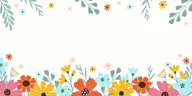 Spring rectangular festive banner on white background with place for text in flat vector style
