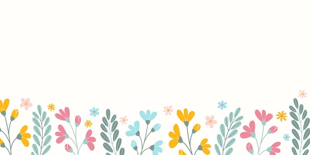 Spring rectangular floral background with empty place for text in flat style
